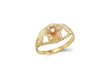 Two Tone Plated Twisted Wire Flower Ring